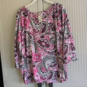 Chico's Pink and Black Paisley Tunic
